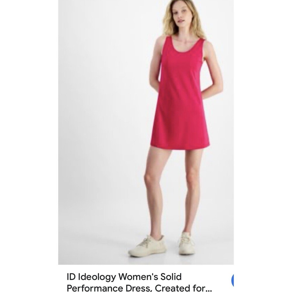 ID Ideology, Solid Hot Pink Sports Dress W/ Built In Shorts & Shelf Bra